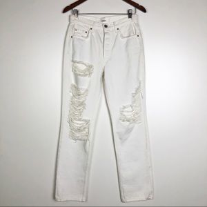 GRLFRND white distressed Helena pants